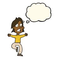 cartoon panicking man with thought bubble N11