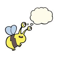 cartoon happy bee with thought bubble N14