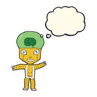 cartoon future robot with thought bubble N6
