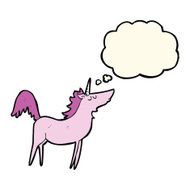 cartoon unicorn with thought bubble N29