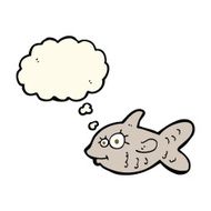 cartoon happy goldfish with thought bubble N4
