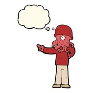 cartoon alien monster man with thought bubble N13