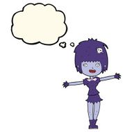 cartoon happy vampire girl with thought bubble N23