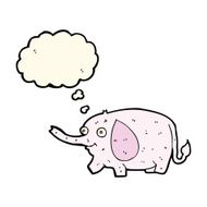 cartoon funny little elephant with thought bubble N4