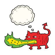 cartoon fire breathing imp with thought bubble N7