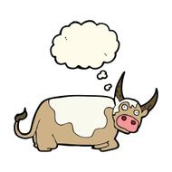 cartoon bull with thought bubble N17
