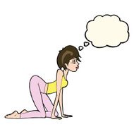 cartoon sexy woman on all fours with thought bubble N7