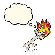 cartoon devil fork with thought bubble N7