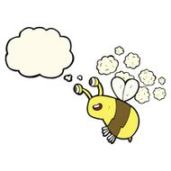 cartoon happy bee with thought bubble N15