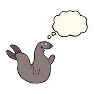 cartoon happy seal with thought bubble N15