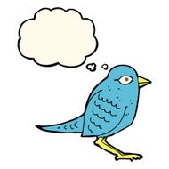 cartoon garden bird with thought bubble N25