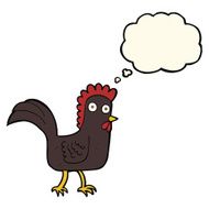 cartoon chicken with thought bubble N12