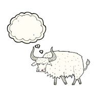 cartoon annoyed hairy ox with thought bubble N6