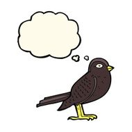 cartoon garden bird with thought bubble N26