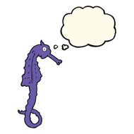 cartoon sea horse with thought bubble N15