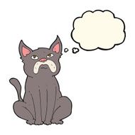 cartoon grumpy little dog with thought bubble N6