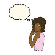 cartoon surprised woman with thought bubble N177