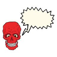 cartoon spooky skull with thought bubble N103