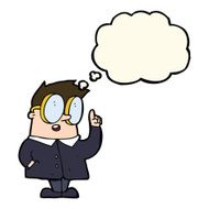 cartoon scientist with thought bubble N8