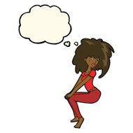 cartoon woman with big hair thought bubble N7