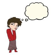 cartoon woman with hands in pockets thought bubble N8