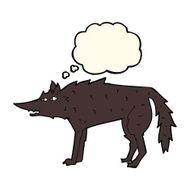 cartoon wolf with thought bubble N12