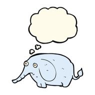 cartoon sad little elephant with thought bubble N7