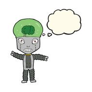 cartoon future robot with thought bubble N7