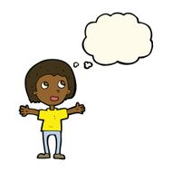 cartoon happy person with thought bubble N20