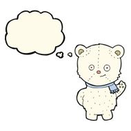 cute cartoon polar bear waving with thought bubble N4
