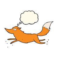 cartoon fox running with thought bubble N4