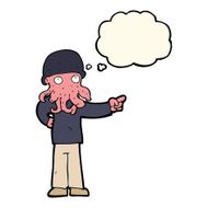 cartoon alien monster man with thought bubble N14