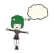 cartoon happy vampire girl with thought bubble N24