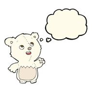 cartoon happy little teddy polar bear with thought bubble N4