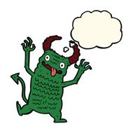 cartoon demon with thought bubble N8