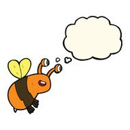 cartoon happy bee with thought bubble N16