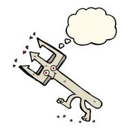 cartoon devil fork with thought bubble N8