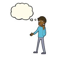 cartoon man asking question with thought bubble N33