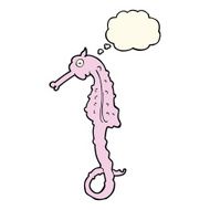 cartoon sea horse with thought bubble N16