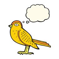 cartoon garden bird with thought bubble N28