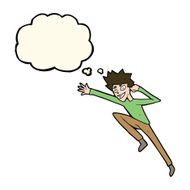 cartoon jumping man with thought bubble N4