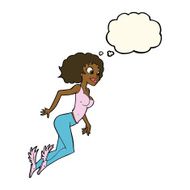 cartoon flying woman with thought bubble N7