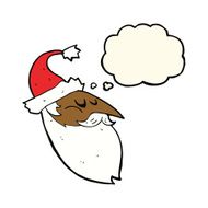 cartoon santa face with thought bubble N7
