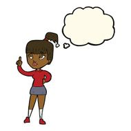 cartoon attractive girl with idea thought bubble N7
