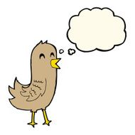 cartoon happy bird with thought bubble N25