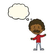 cartoon happy man with mustache thought bubble N7