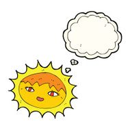 cartoon pretty sun with thought bubble N4