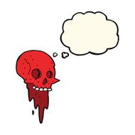 gross halloween skull cartoon with thought bubble N7