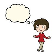 cartoon confused woman with thought bubble N60