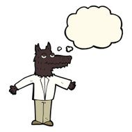 cartoon wolf with thought bubble N13